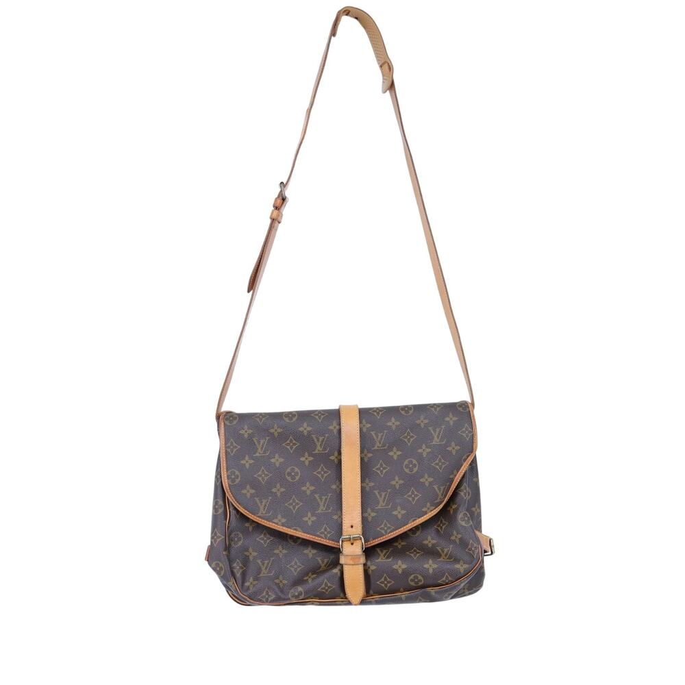 Louis Vuitton Saumur Saddle Bag Brown Leather Monogram Crossbody